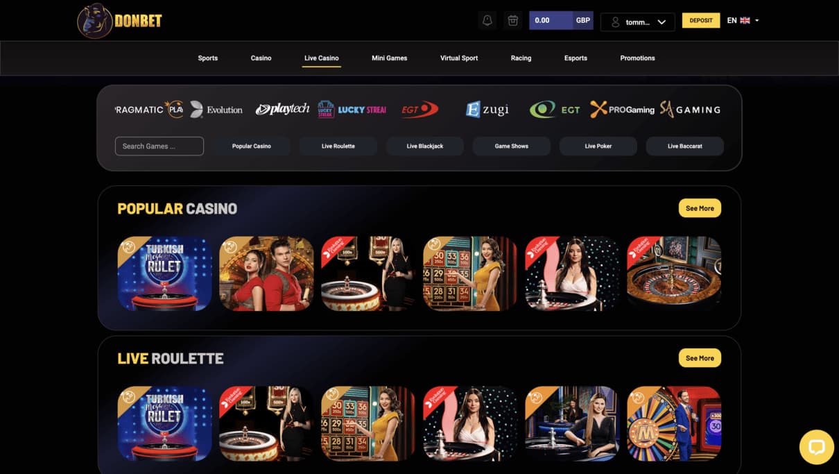 Donbet Casino Live Games